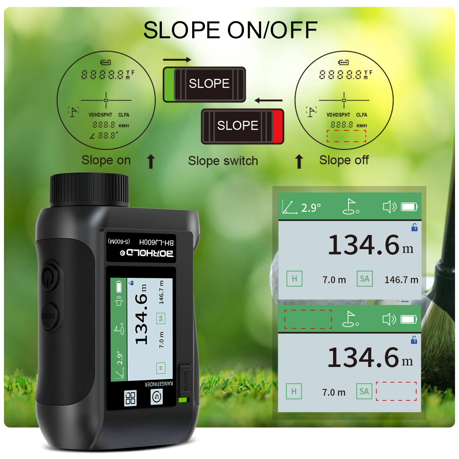 Color Touch Screen 600M Golf Speed Angle Distance Measurement Laser Rangefinder With Voice System