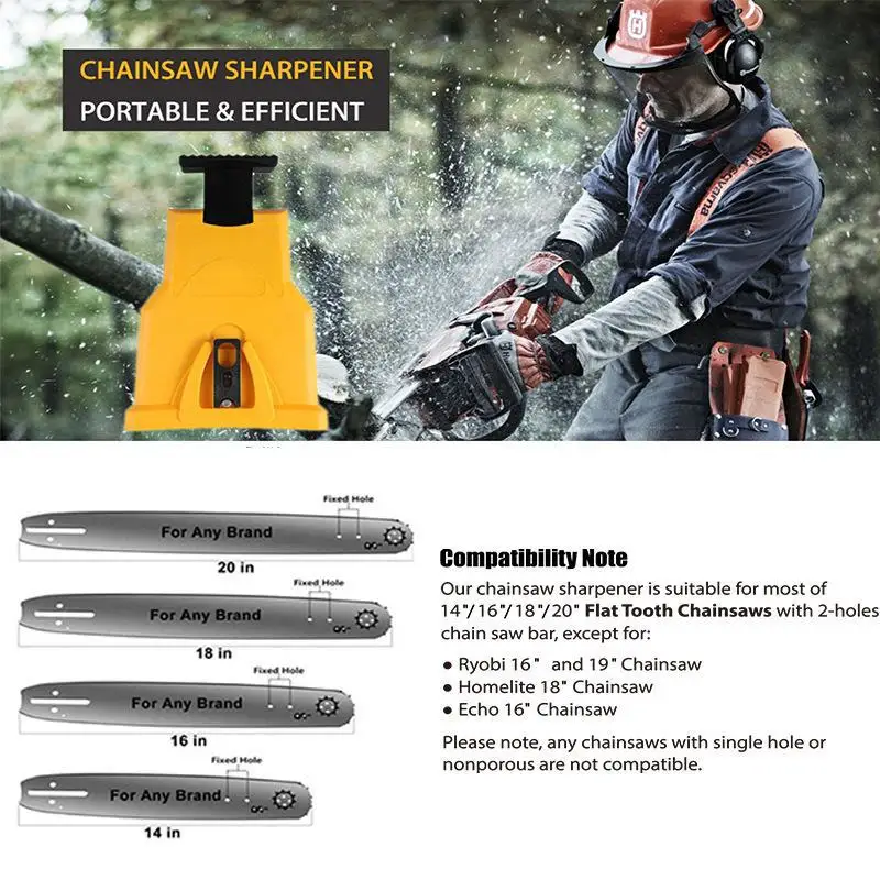 Chainsaw Teeth Sharpener Chainsaw Portable Durable Easy Power Bar-Mount Fast Grinding Chainsaw Chain Sharpener Tool