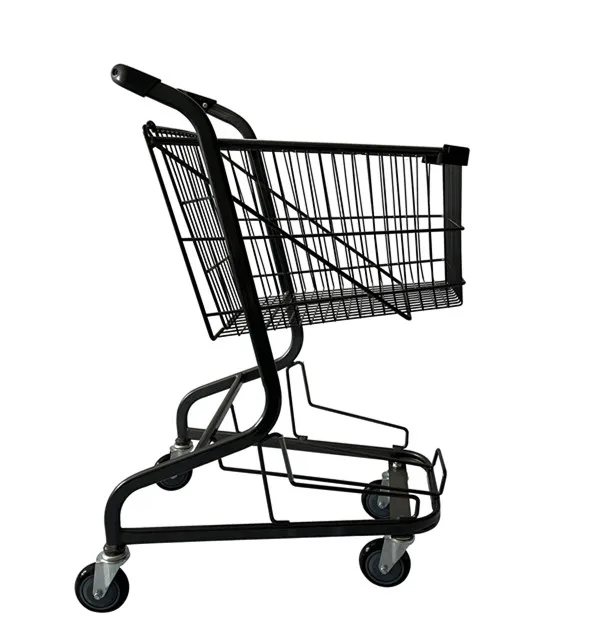 2024 new unfolding 2 layers  metal wire two basket  supermarket shopping basket trolley