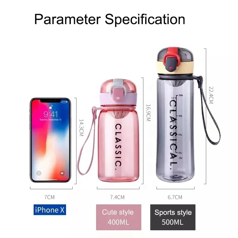 Hot Sale Plastic Sport Cups Fitness Tritan Drinking Bottle Bicycle Gym Plastic Cute Kids Water Bottle with Tea Infuser