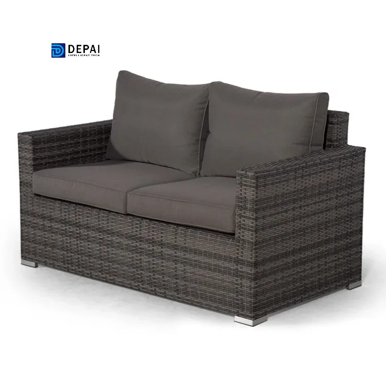 Cheap price high quality brown color double cafe comfortable recliner rattan sofas