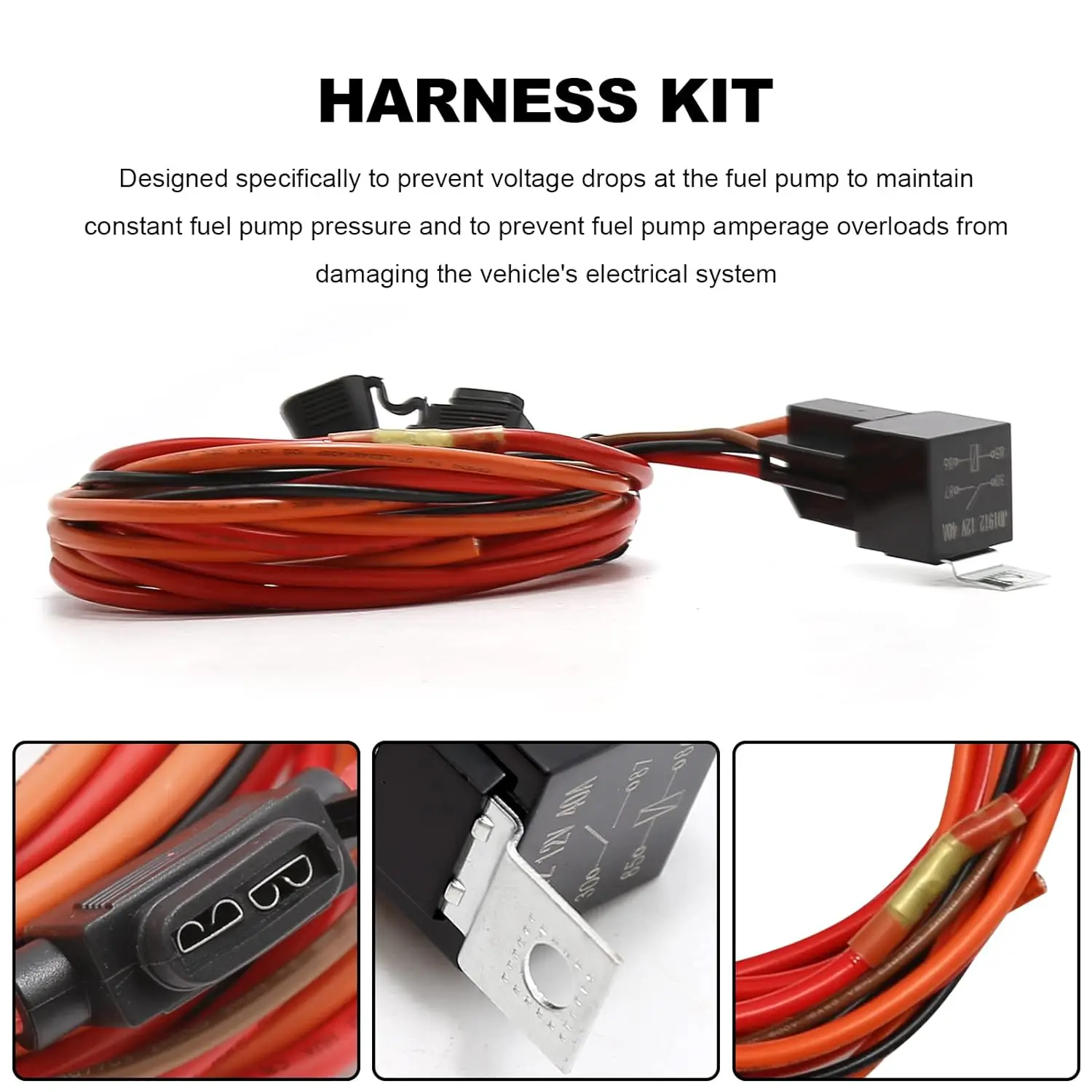 40A Relay 30A Fuse Box Wire Harness Waterproof Fuel Pump Relay 12V Harness Replacement Heavy Duty 12V Relay Cable Kit