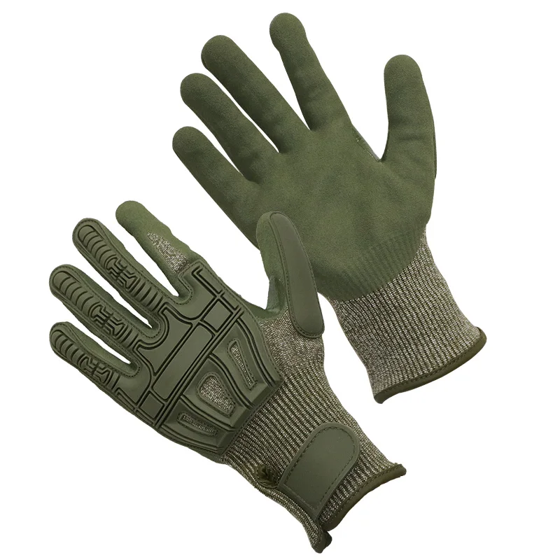 Green TPR Impact Safety Gloves Anti Cut Impact Gloves Oilfield Working Cut Resistant Tactical Gloves