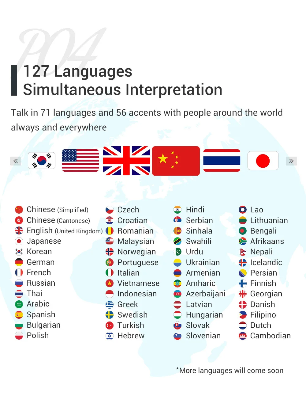 Smart language translation headset with Translator wireless Compact Earphones 127 languages and multi-country translation