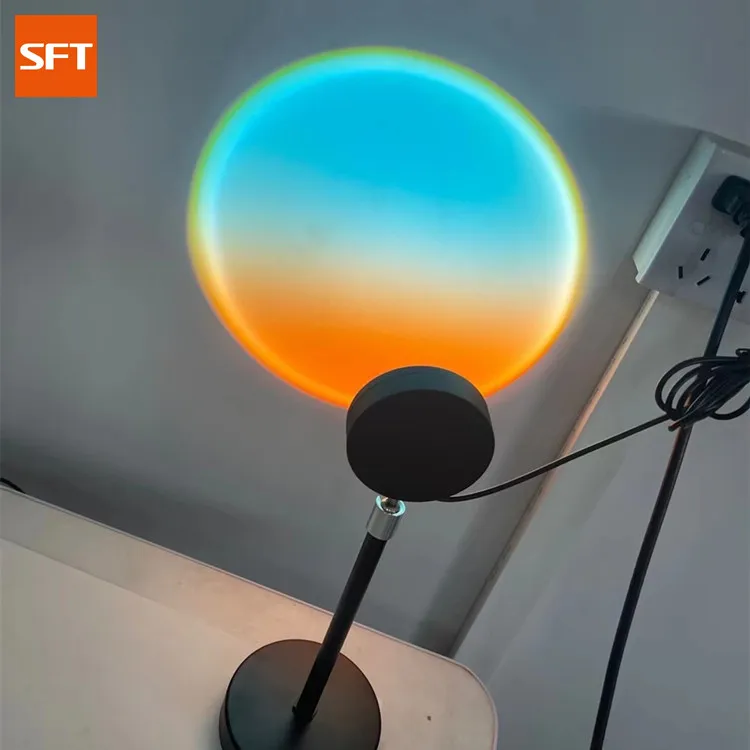 Rgb Round Sunset Aluminum Alloy Projector Power 5w Rainbow Power Supply Switch Night Light Led