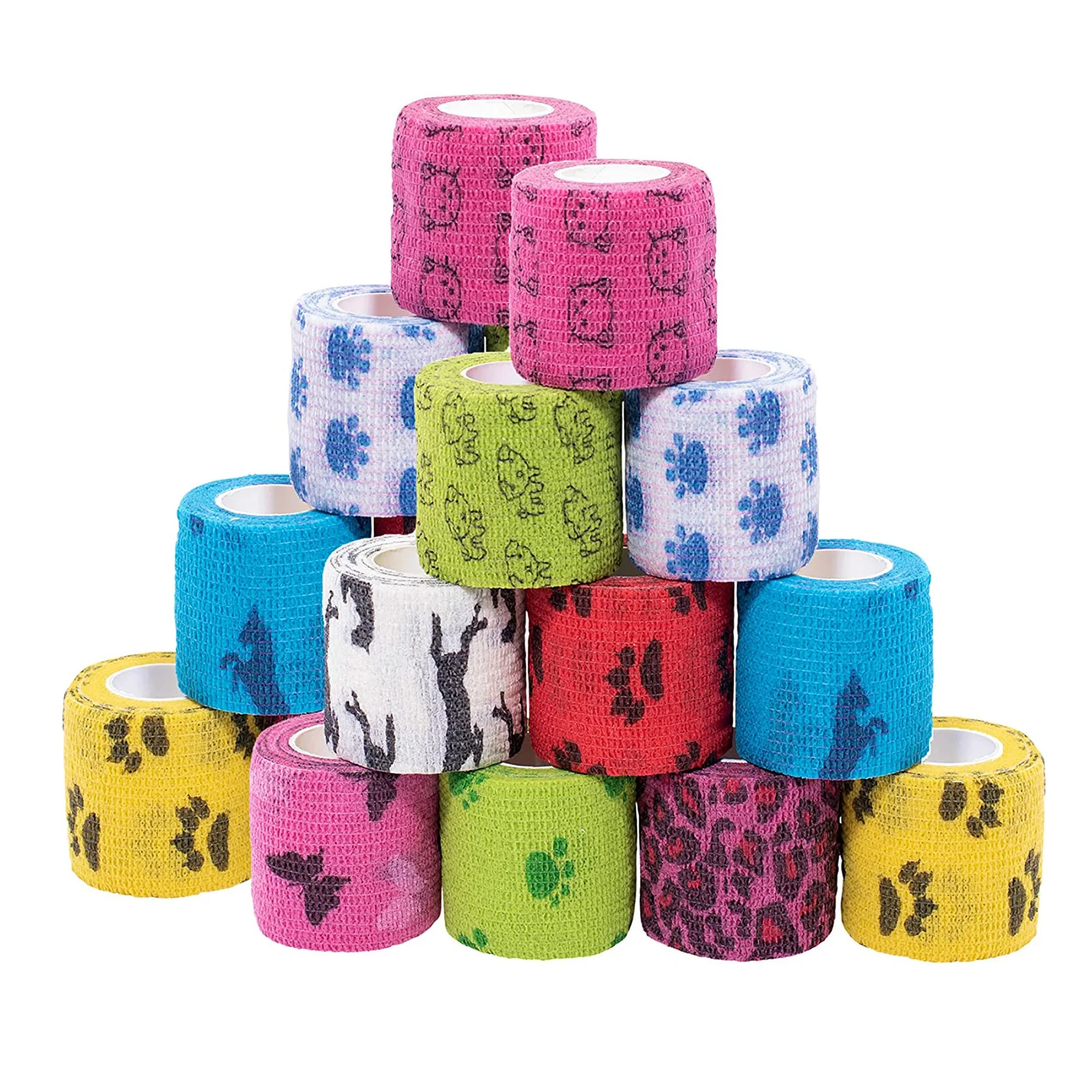 Customized Cute Print Medical Pet Dog and Cat Wound Care Horse with Non Woven Elastic Cohesive Vet Bandage