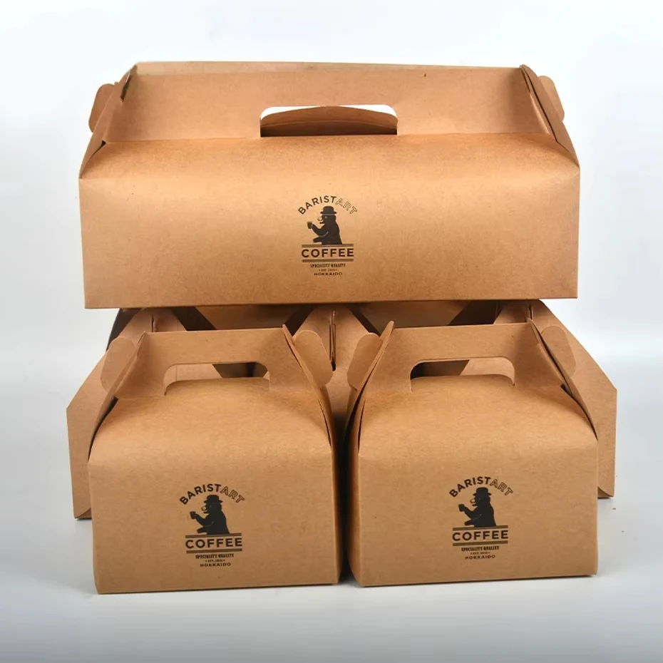 Senang02 бумажный Gable Donut с ручкой пищевая упаковка для коробки торта
