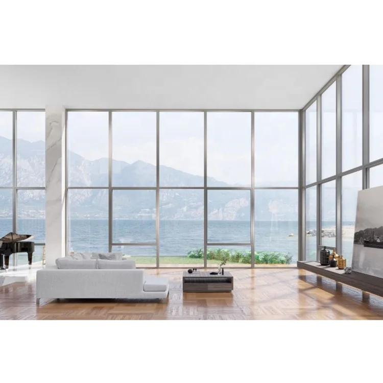 Exposed Aluminum Framing Thermal Windows  Glass Powder Coated Curtain Wall Facade Panels With Window