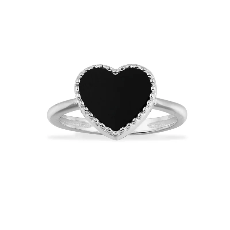 
High quality silver jewelry 925 sterling ring Lovely heart ceramic jewelry ring 