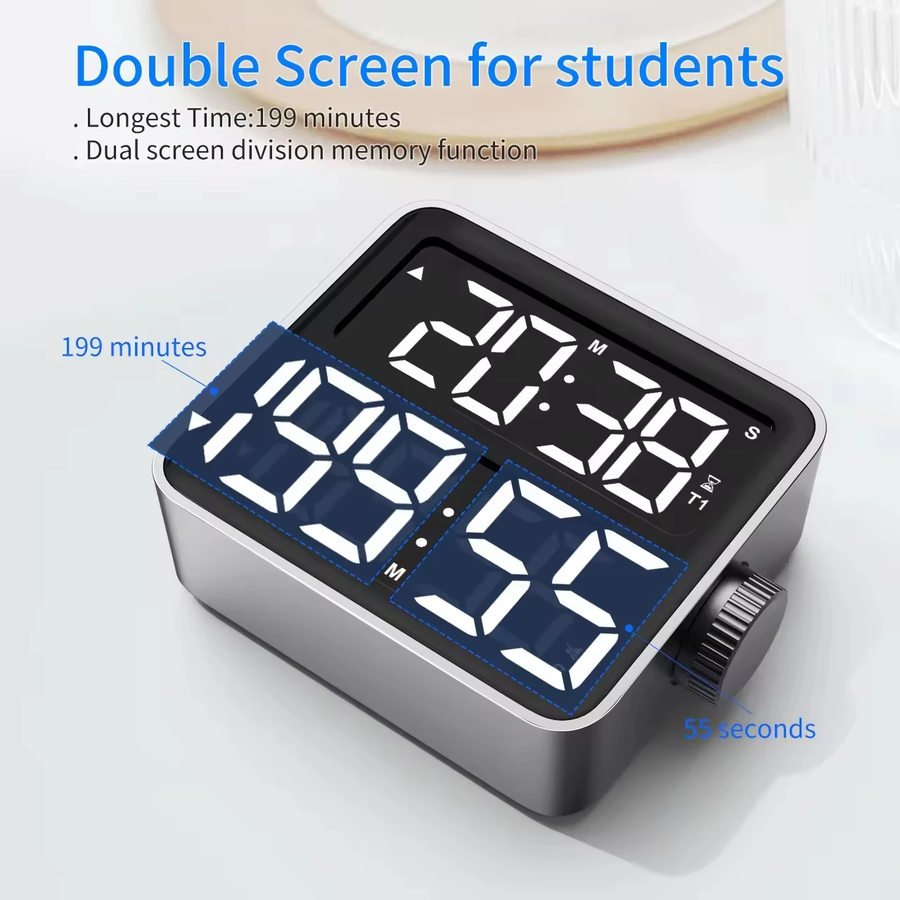 YIZHI Multifunction Battery Rechargeable Large Double Screen LCD Electronic Timing Reminder Alarm Clock Kitchen Baking Timer