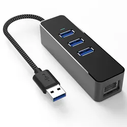 Aluminum 3 Port USB 3.0 Hub with RJ45 1000 Gigabit Ethernet Adapter Converter LAN Wired USB Network Adapter for Ultrabooks