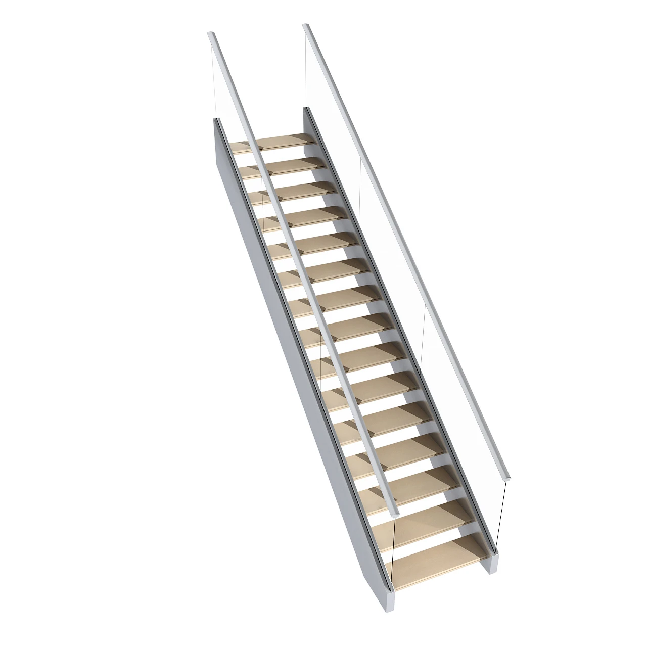 45-100mm Thick Floating Wood Stair Treads Oak Wood Stair Treads Modern Luxury Indoor Wooden Stairs