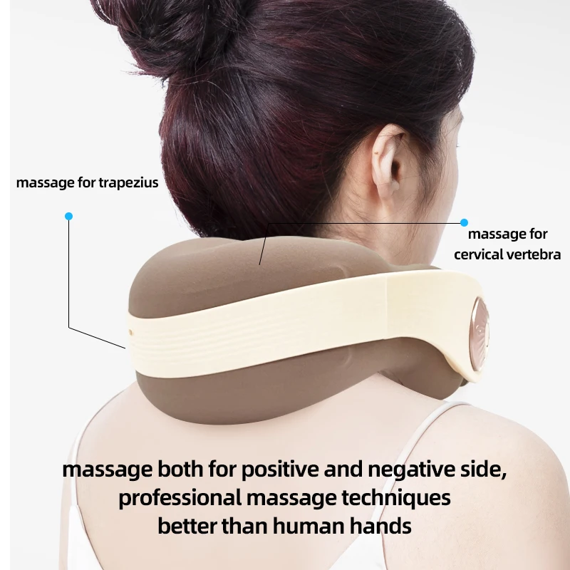 2024 HOT Good quality GAX Intelligent U-shaped car, plane and home brown heating shiatsu kneading travel neck massage X pillow