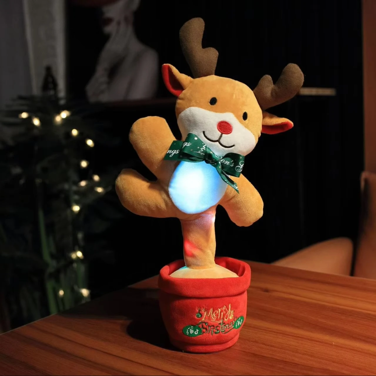 Wholesale Dancing Cactus Toys Christmas Tree Elk Deer Repeating Dancing Singing Plush Toys Early Childhood Talking Toys For Kids