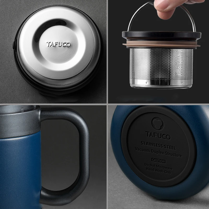 TAFUCO Amazon Hot Selling Termos 500 ML Black thermos Cold Tea Reusable Coffee Cup Insulated Stainless Steel Cups Vacuum Cup