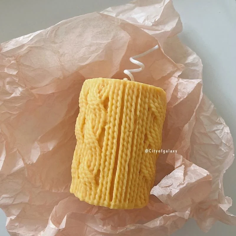 
Cylinder weaving twist shape scented candle soy wax for photo 
