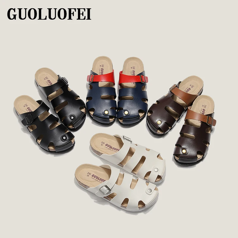 New Style Custom Two Strap Flat Wholesale Beach Woman Men mule Cork Shoes Slippers Sandals Stock