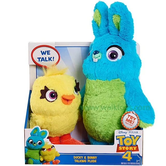 Disney Pixar Toy Story 4 Talking Ducky & Bunny Plush,Multi-color for boy birthday gift Christmas gifts