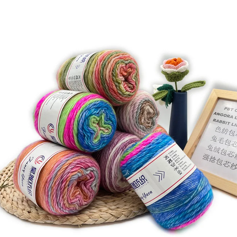 Beautiful Natural Rainbow Cake Yarn Cotton Blended Yarn milk cotton yarn For Crochet and Hand Knitting For Scarf Pillow