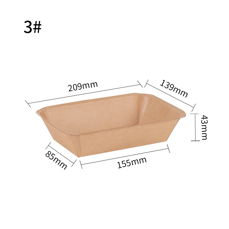 Food grade kraft paper disposable snack hotdog street food plate trays