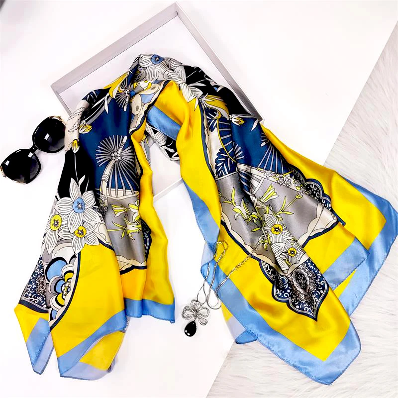 Cheap Promotional Various Wholesale Satin Hair Scarf Soft Silk Scarf Custom Printing Satin