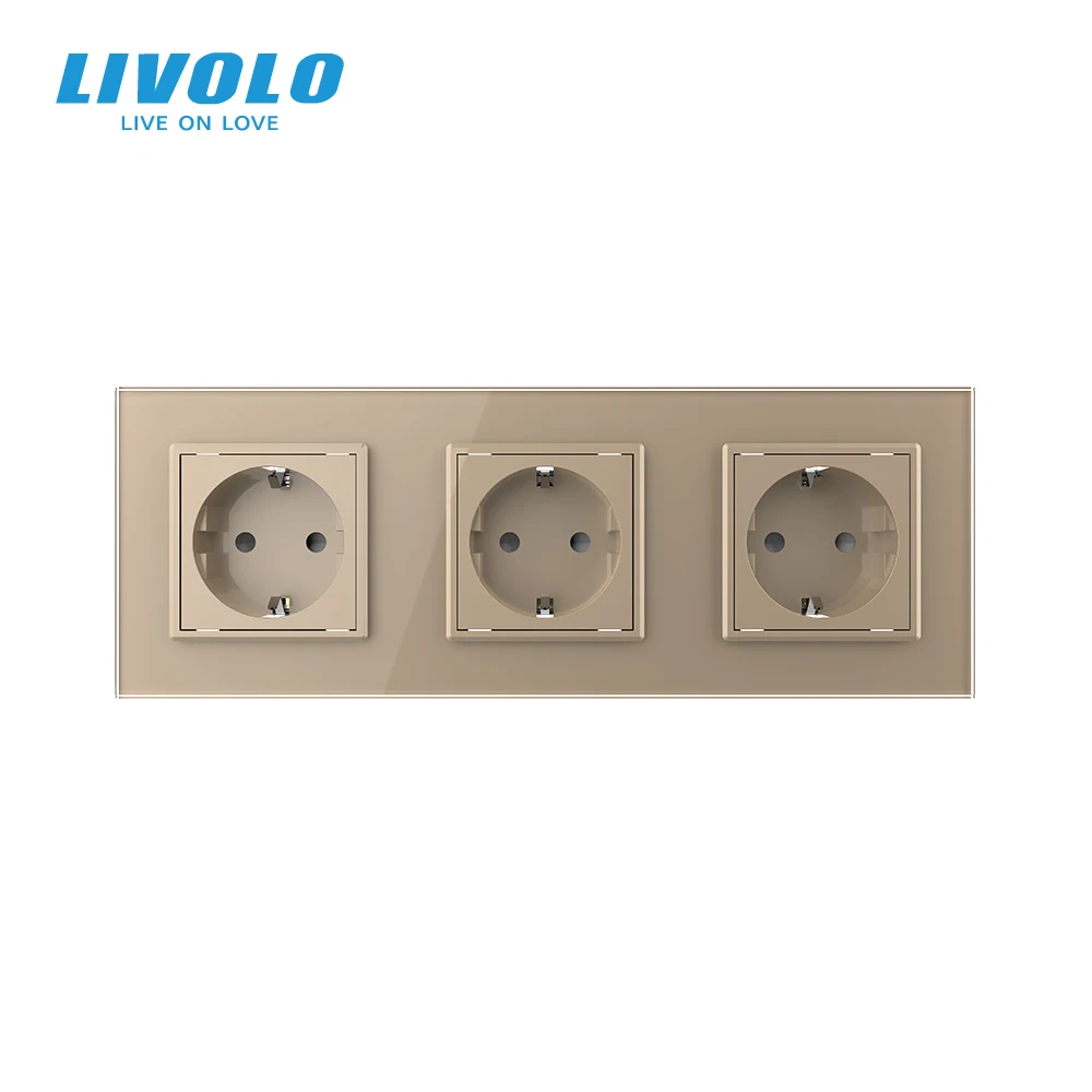 Livolo EU Standard New Smart tripe plug 16a socket 3 gang Power sockets