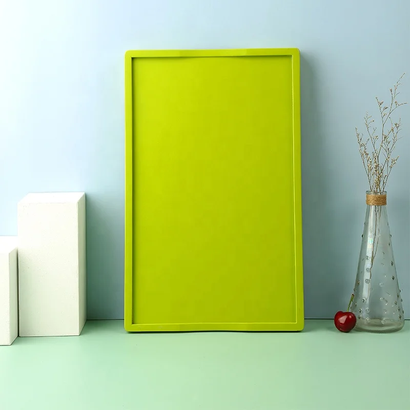 Large rectangle curve handle wooden platter bamboo serving tray with color edge