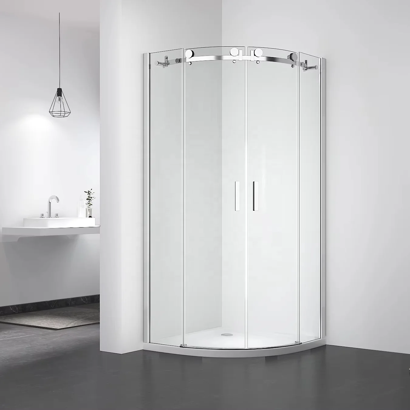 Exceed 8mm Roller Sliding Glass Corner Shower Enclosure Shower Cubicle