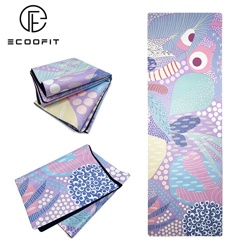 1mm Art le Ultra Thin Light Weight Portable Reversible Machine Washable Custom Print Label Eco Travel Yoga Mat With Velvet Bag