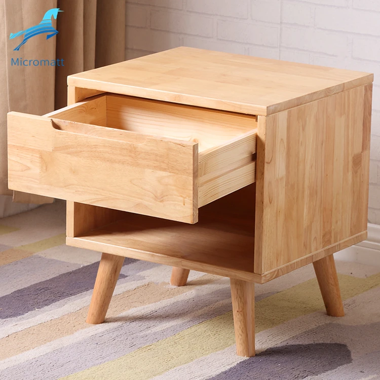 Wholesale Storable Nordic Style Log Color Bedroom Furniture 1 drawer Wood Bedside Table