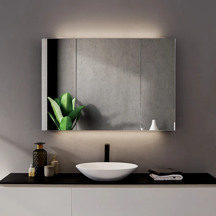 Smart speaker mirror cabinet led medicine cabinet shaving defogger cabinet with sensor light