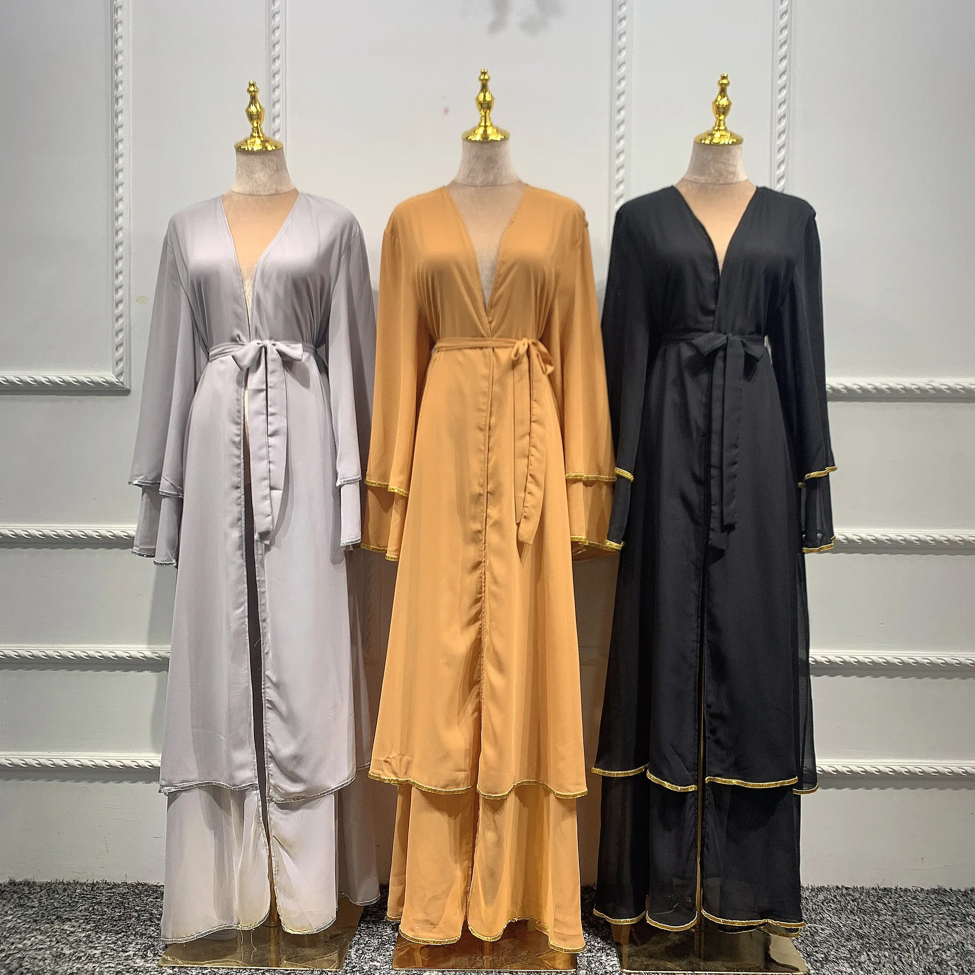 
fashion splicing floral muslim long abaya 