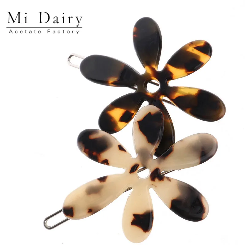 MiDairy tortoiseshell color flower shaped side hairpin hair grips alligator  clips for women girls 830070