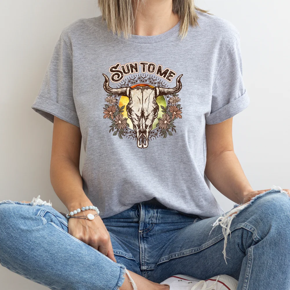 Ready To Press Western Cowgirls Transfers Stickers Retro Cow Bull Skull DTF Print Heat Transfer Stickers For T-shirts