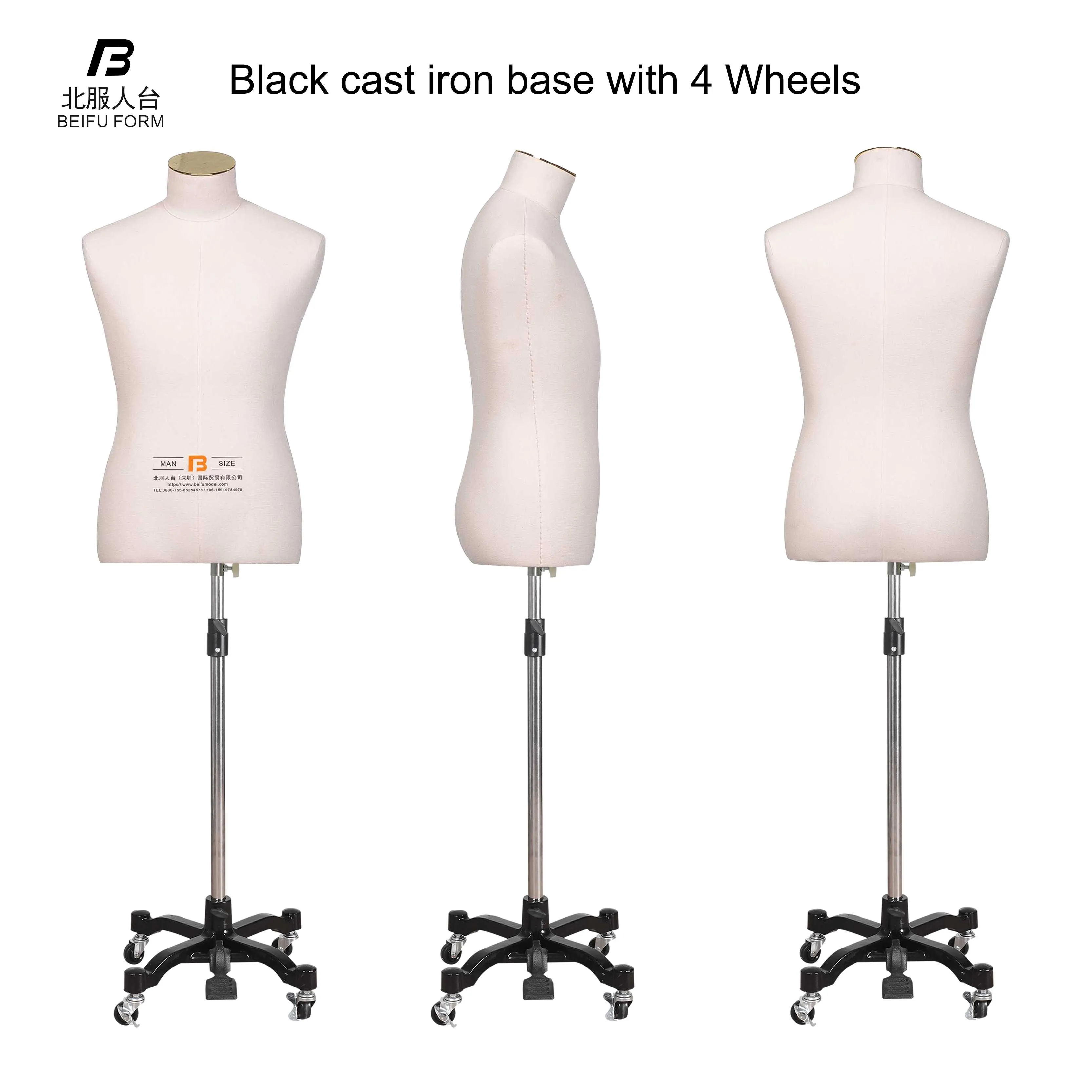 Beifuform half body uniform male dummy CN size mannequin for tailoring high quality dress form with base dummy can pin