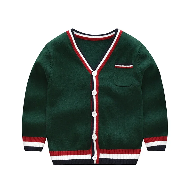 
New Design Boys V-neck Knitted Sweater Long Sleeve Kids Cardigan Sweaters 