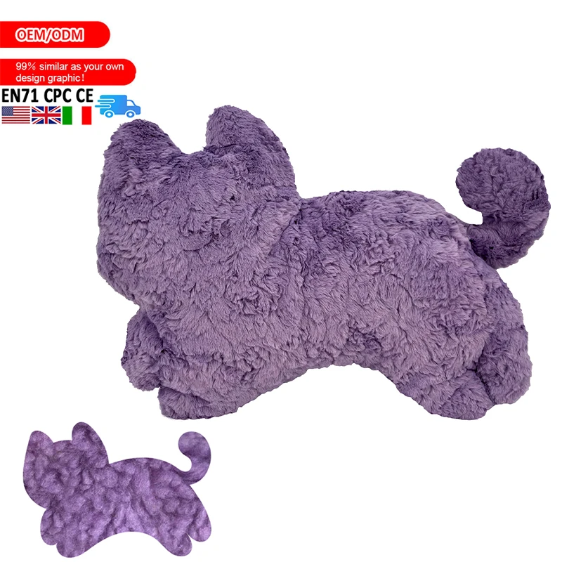 Adorable Purple Plush Cat Pillow Handmade Custom Super Soft Velvet Stuffed Animal Toy Big Nugget Huggable Fluffy Cushion Plushie