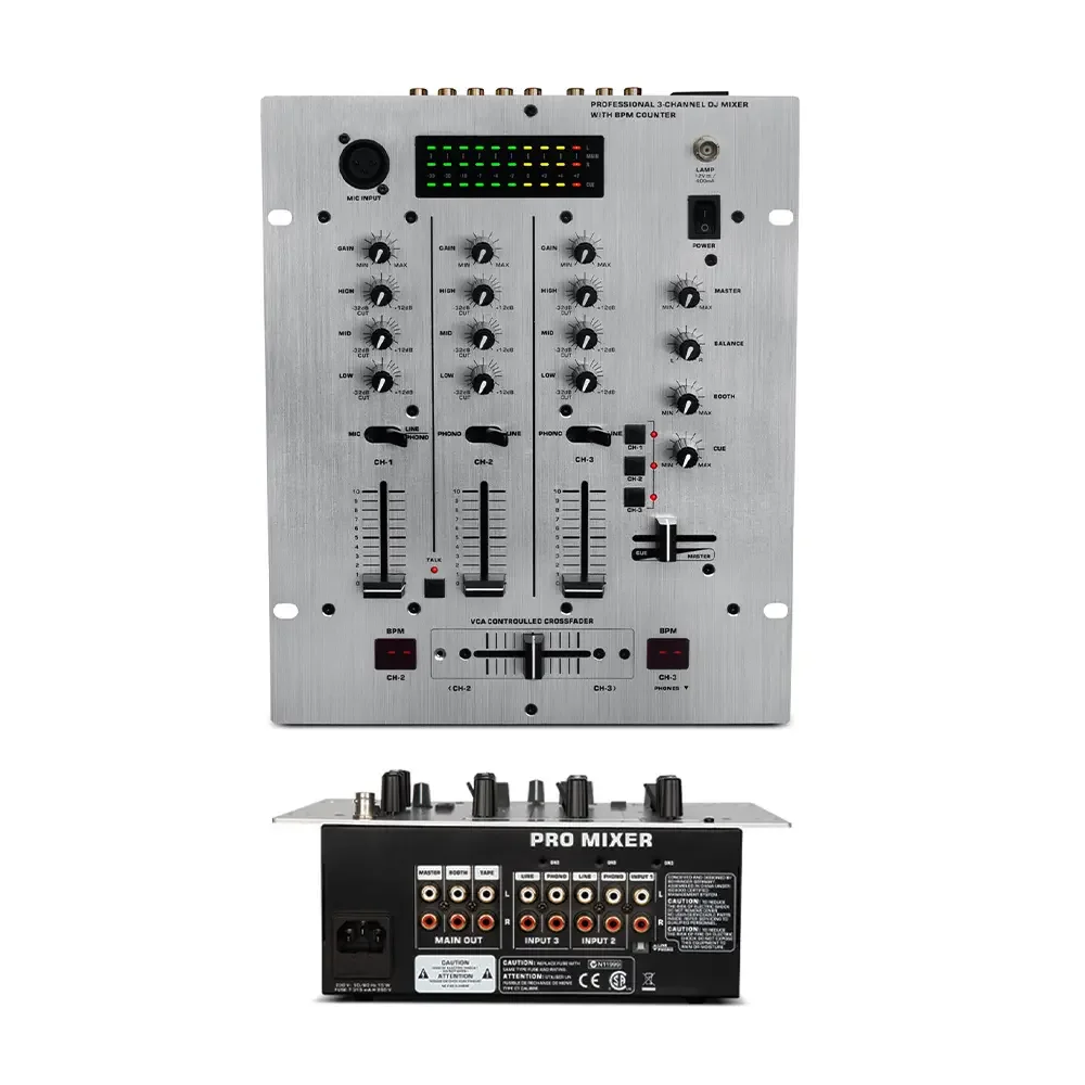 DX626 Профессиональный 3-канальный диджейский микшер со счетчиком BPM аудио консоль