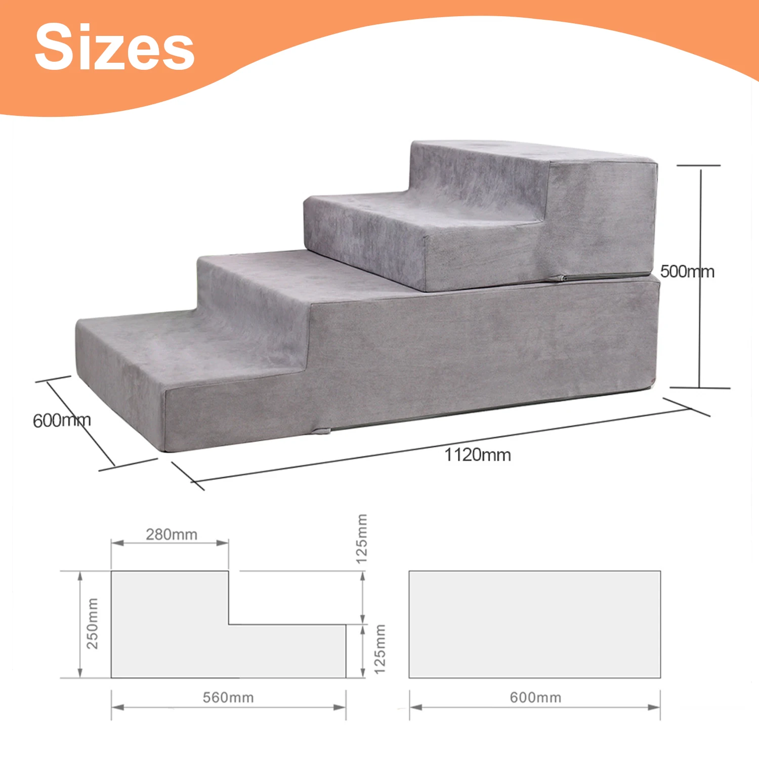 Saien microsuede fabric kids play couch Kids stair type sectional sofa set Couch Foam kids sofa modular couch