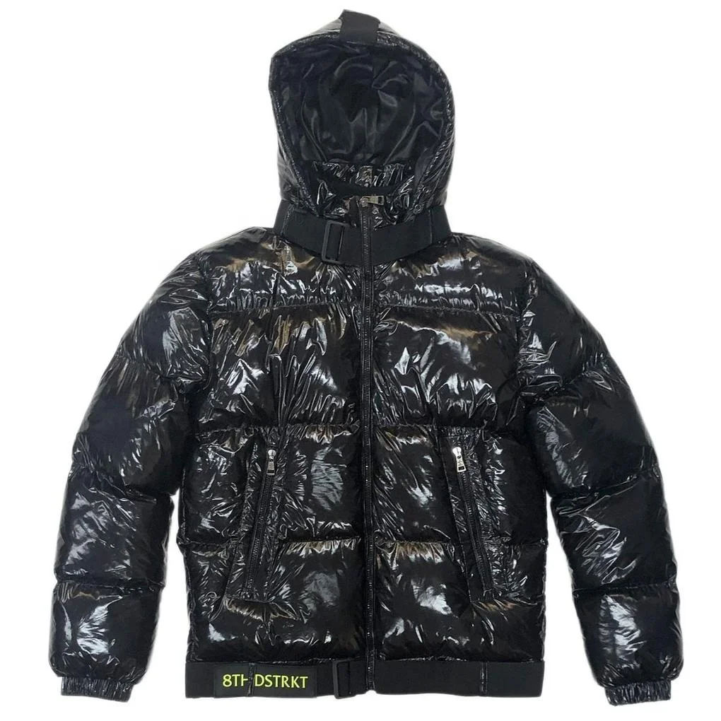 Custom winter oversize denim bubble down breathable puffer jacket for men