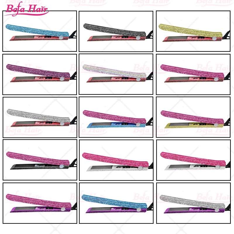 Oem Customized Private Label Packaging Led Display Steam Hair Straightener Bling Bling Titanium Flat Iron
