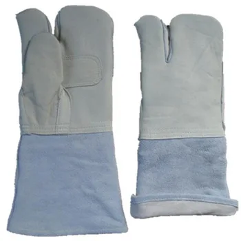Three Finger Split Leather Driver Mitten Gloves