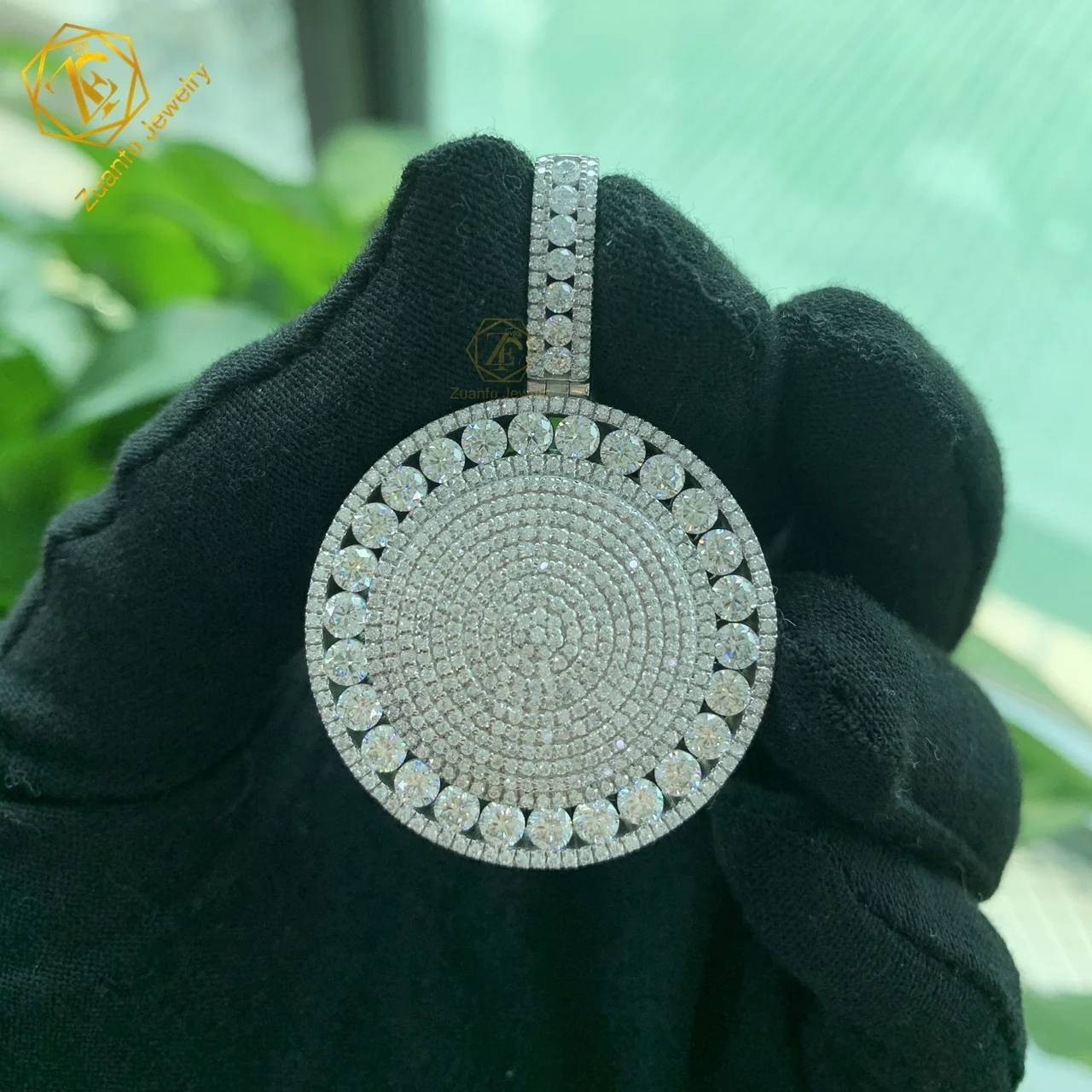 Hip-Hop Jewelry Wholesaler Vvs Moissanite Pendant Iced Out Jewelry 925 Sterling Sliver Round Pendants for Men