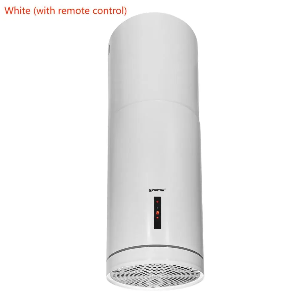 Black Circular Island Range Hood Silent Smoke Exhaust Hood Column Ceiling Suspended Top Chimney for Kitchen Cooking Utensils