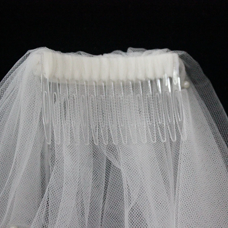 V1415W1-1  Elbow Length Lace Wedding Veils Bridal 2 Layers Bridal Veil