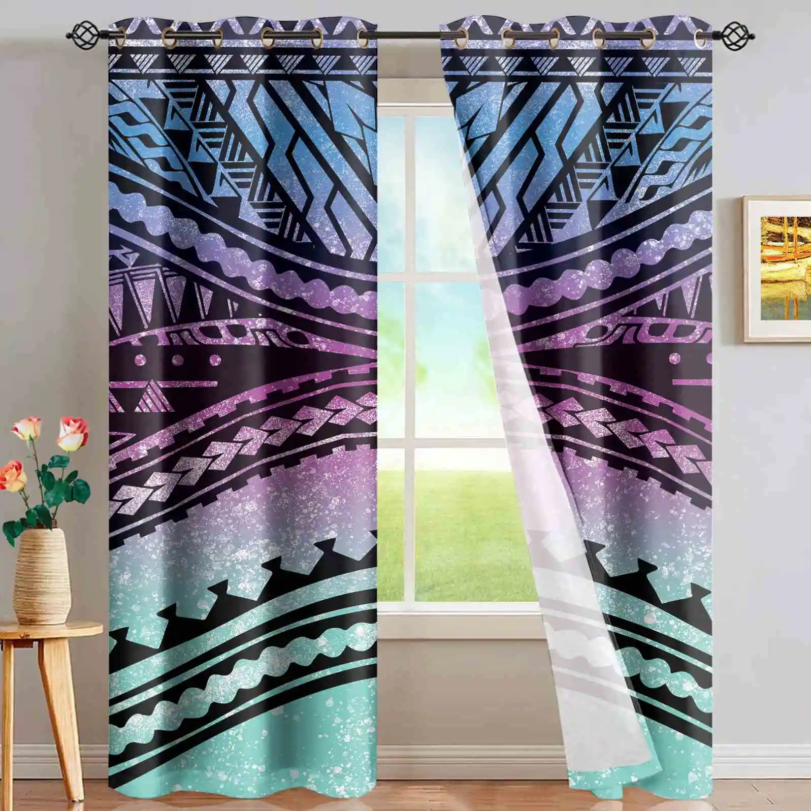 
Home Decoration High Quality Simple And Elegant Wholesale PolynesianCurtains for the living Room Window Curtain Shower Curtain 