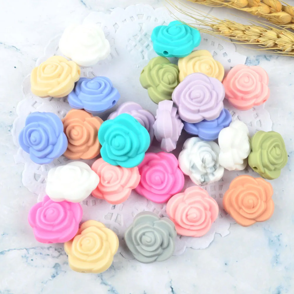 Fast Shipping Bulk Silicone Baby Teething Soft Beads Eco-friendly Safety Chewable Silicone Flower Bead For Jewelry Wholesale