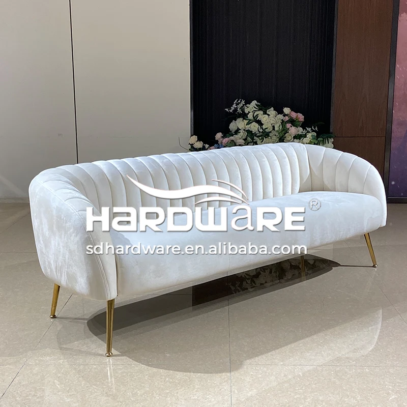 Wedding Event Hall Furniture Velvet Gold Metal Frame Wedding Sofa