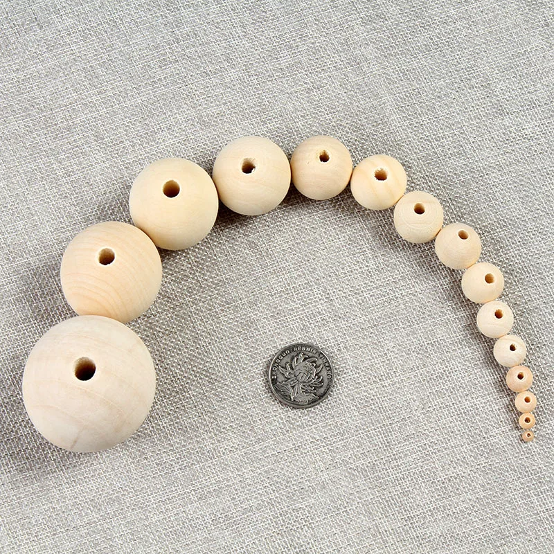 Multi-size Natural Color Ball Wood Bead Eco-friendly Wooden Spacer Beads Diy Charm Bracelet Jewelry Making Accessories