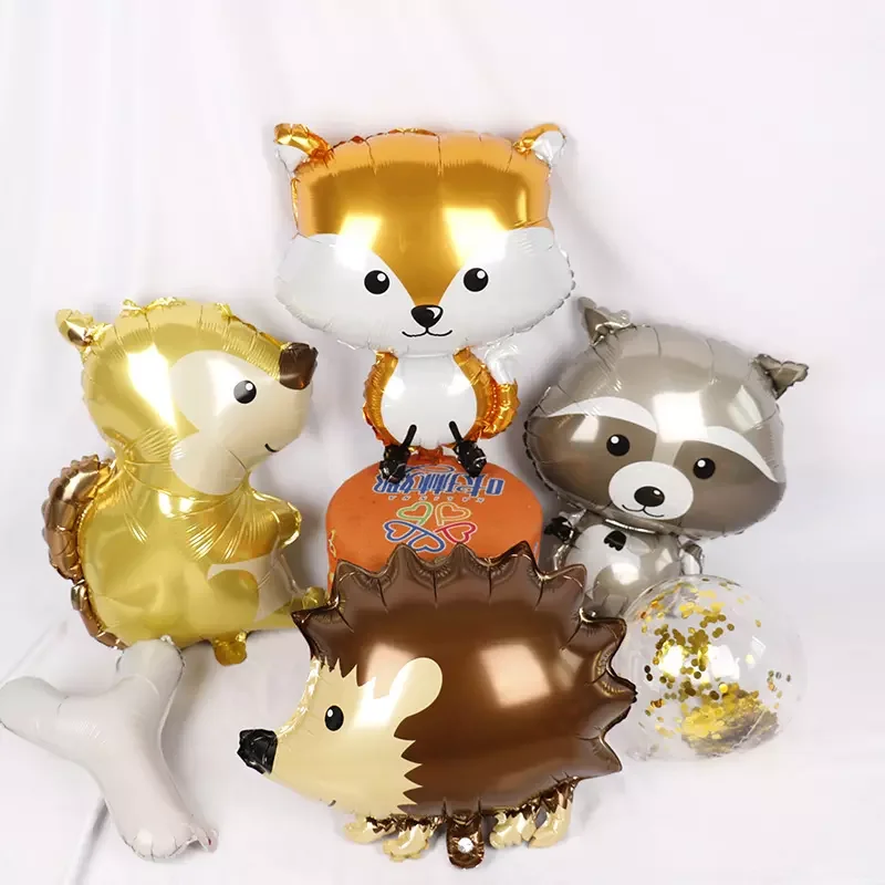 New Animal Balloons Raccoon And Fox Foil Mylar Balloon Happy Birthday Jungle Party Decorations Kids Toy